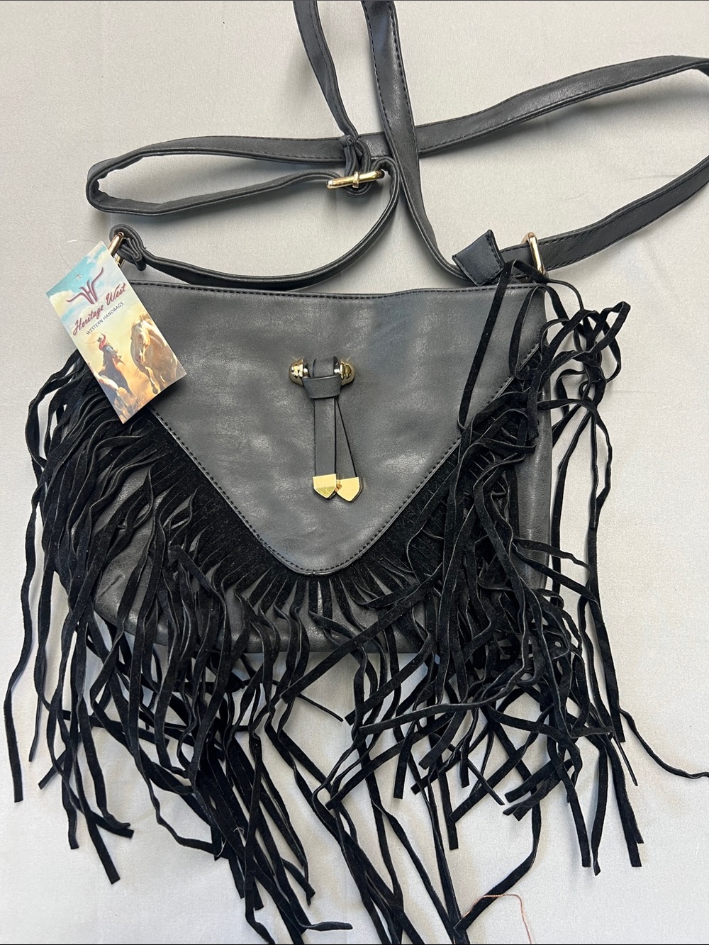 Fringe Crossbody Bag - Black -